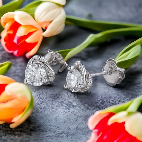 Certified 1ct. t.w. Diamond Love Knot Brilliant Cut Stud Earrings - Picture 4 of 15